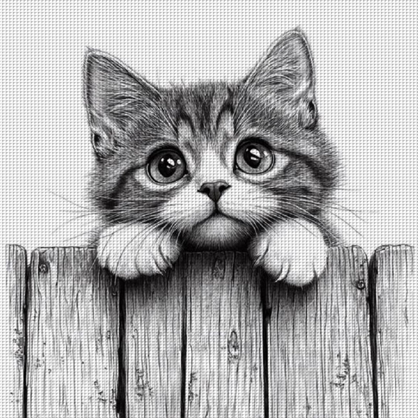Peeking Cat - Full 11CT Counted Cross Stitch 40x40CM - Yishu