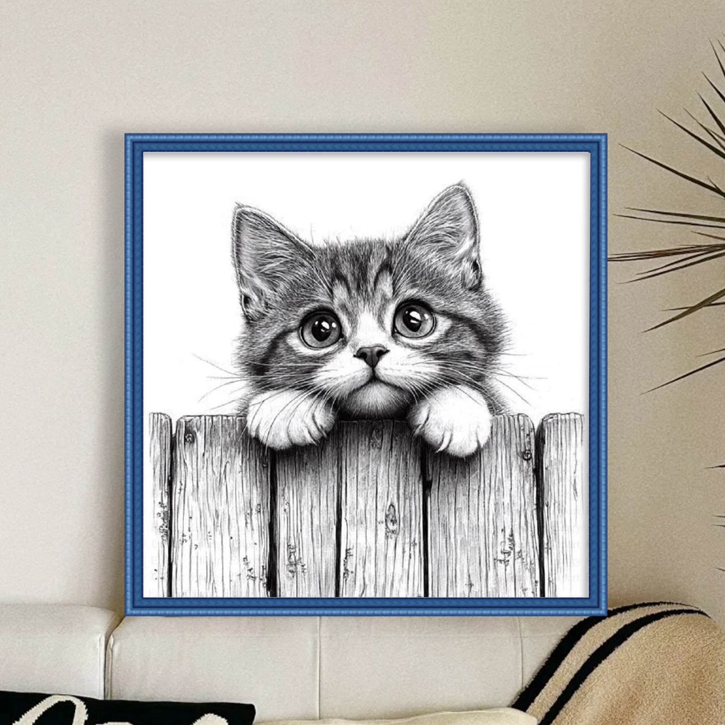 Peeking Cat - Full 11CT Counted Cross Stitch 40x40CM - Yishu