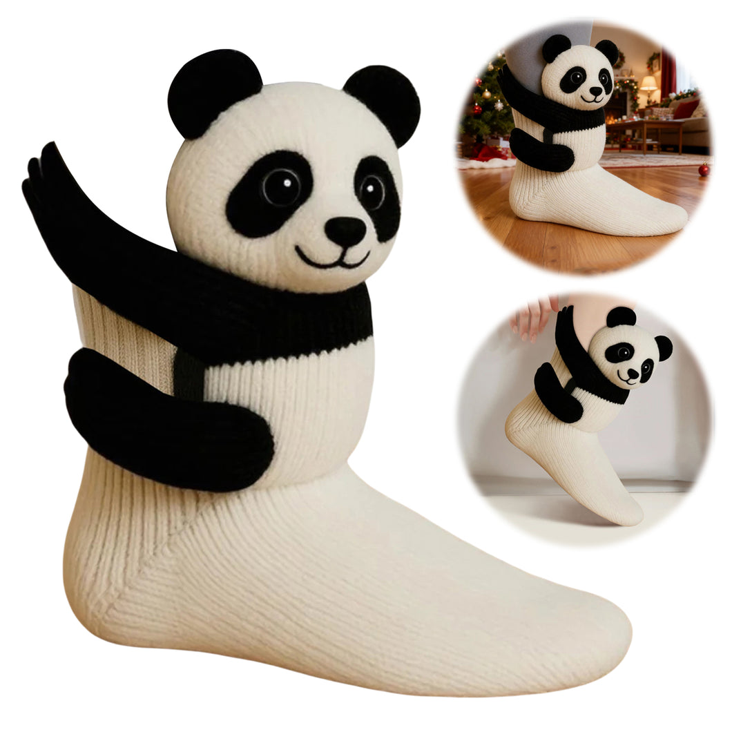 1 Pair 3D Doll Socks Funny Cartoon Animal Cotton Socks for Girls Women (panda)