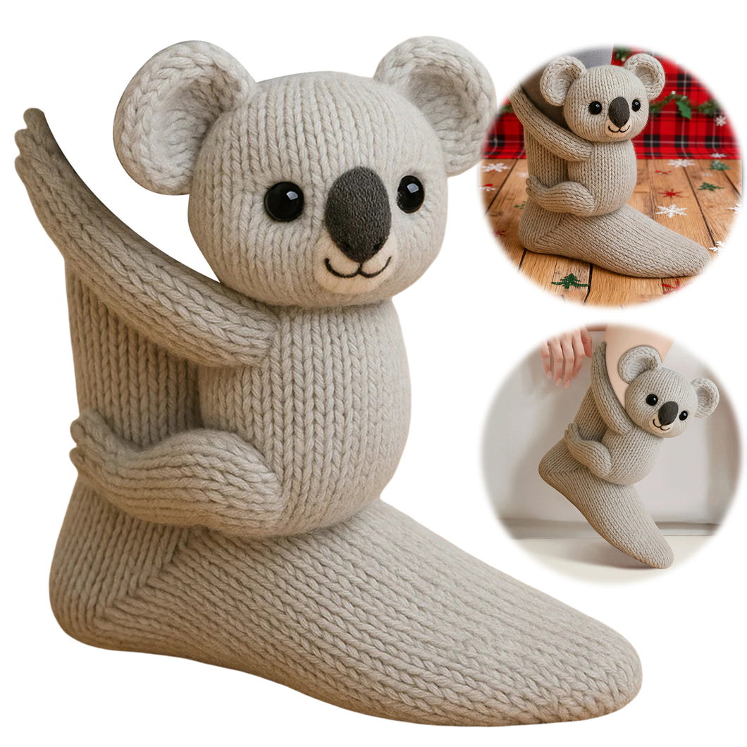 1 Pair 3D Doll Socks Funny Cartoon Animal Cotton Socks for Girls Women (Koala)