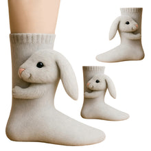 Load image into Gallery viewer, 1 Pair 3D Doll Socks Funny Knit Animal Socks Floor Socks for Girls (Rabbit)
