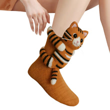 Load image into Gallery viewer, 1 Pair 3D Doll Socks Funny Knit Animal Socks Floor Socks for Girls(Little tiger)

