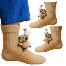 Load image into Gallery viewer, 1 Pair 3D Doll Socks Funny Knit Animal Socks Floor Socks for Girls Women (Duck)
