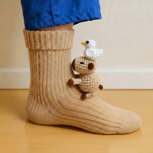 Load image into Gallery viewer, 1 Pair 3D Doll Socks Funny Knit Animal Socks Floor Socks for Girls Women (Duck)
