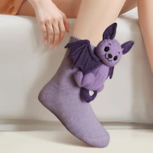 Load image into Gallery viewer, 1 Pair 3D Doll Socks Funny Knit Animal Socks Floor Socks for Girls (Bat)
