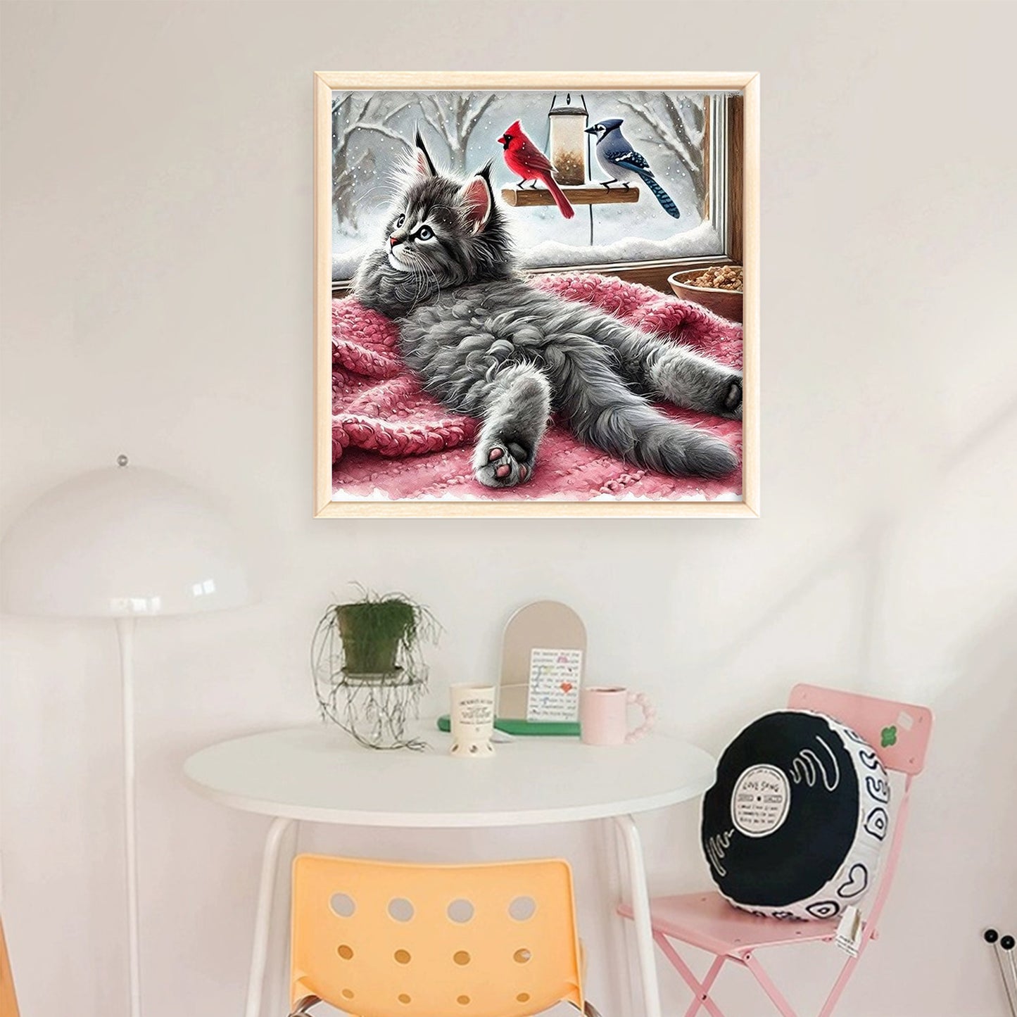 Cat By Window - Full 11CT Stamped Cross Stitch 40x40CM - Yishu