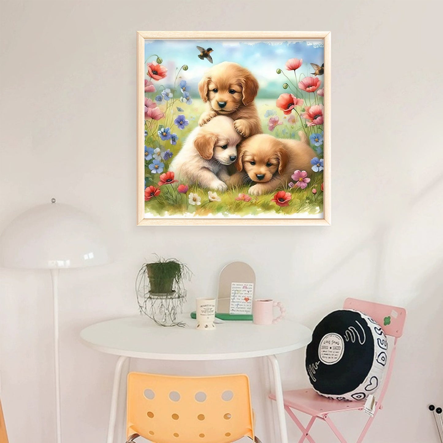 Playing Golden Retriever-Dog - Full 11CT Stamped Cross Stitch 40x40CM - Yishu