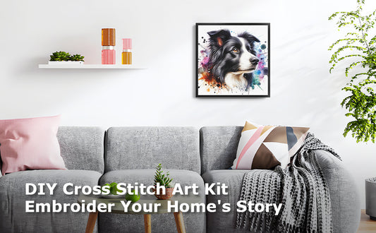 Border Collie-Dog - Full 11CT Stamped Cross Stitch 40x40CM - Yishu