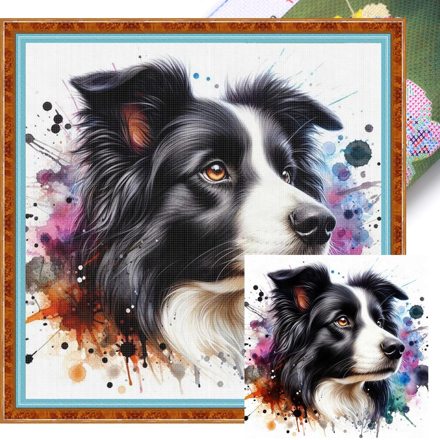 Border Collie-Dog - Full 11CT Stamped Cross Stitch 40x40CM - Yishu