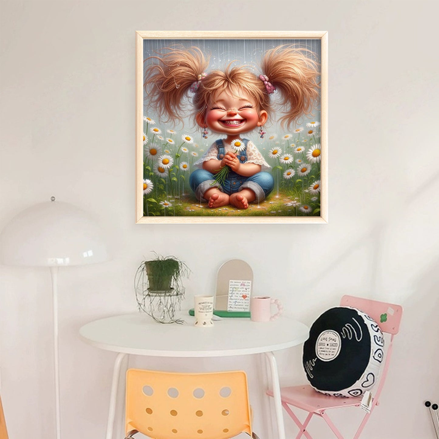 Girl Holding Flowers - Full 11CT Stamped Cross Stitch 40x40CM - Yishu