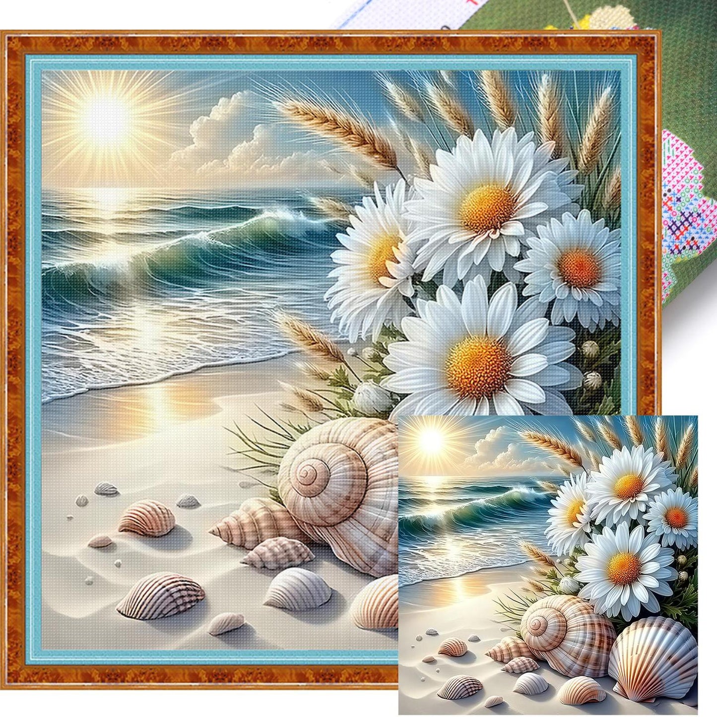 Beach Scenery - Full 11CT Stamped Cross Stitch 40x40CM - Yishu