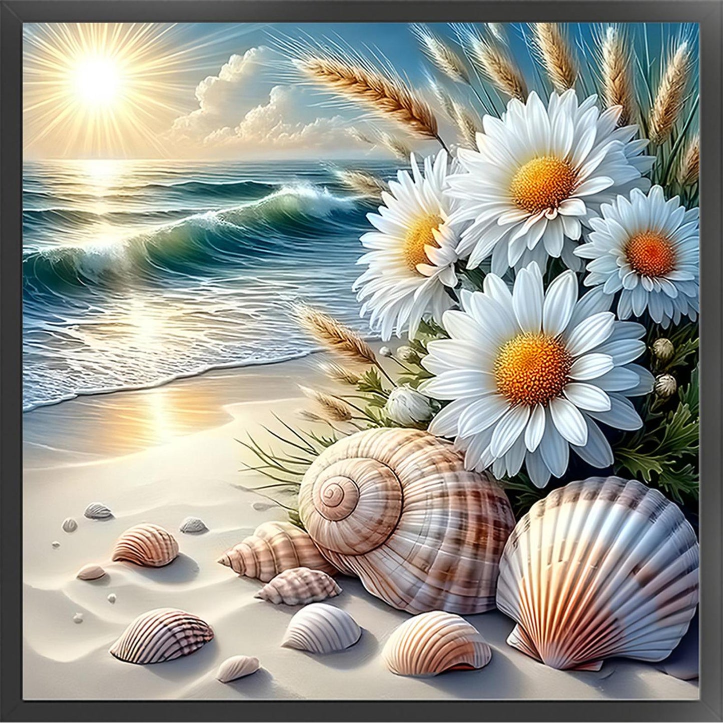 Beach Scenery - Full 11CT Stamped Cross Stitch 40x40CM - Yishu