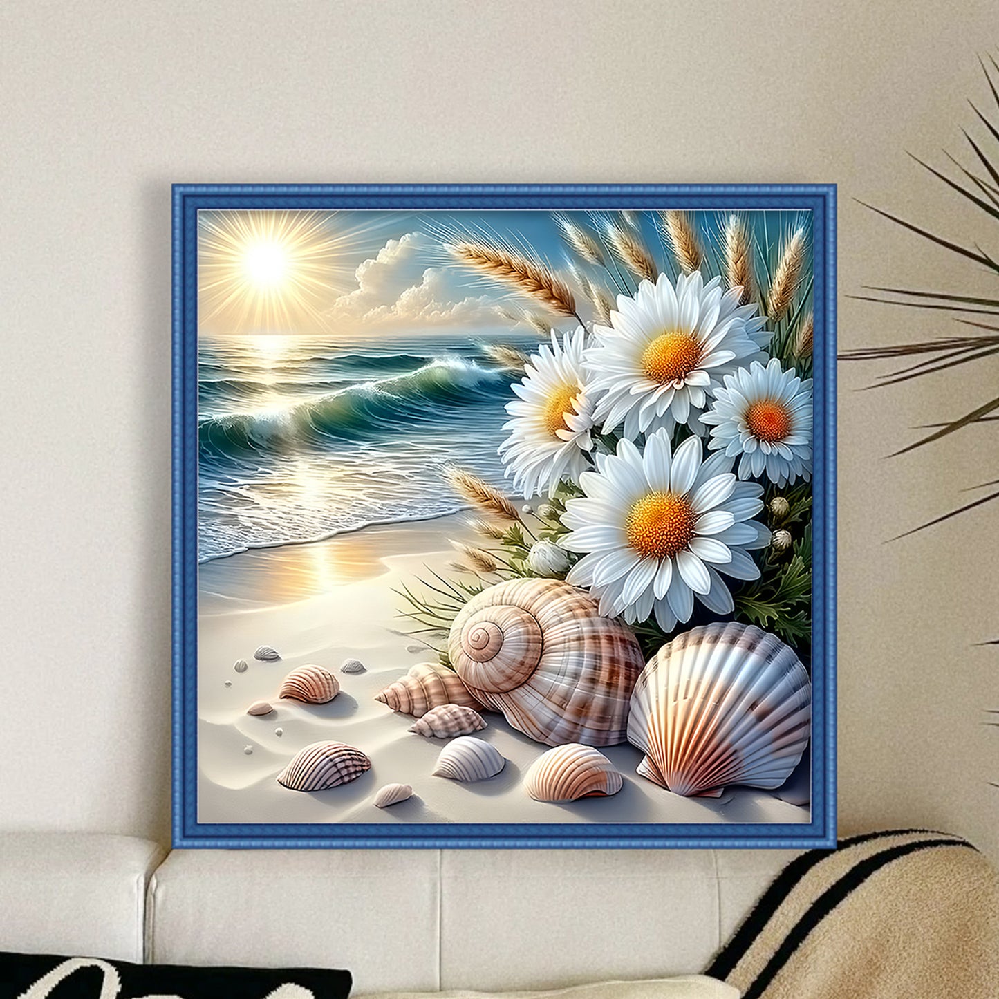 Beach Scenery - Full 11CT Stamped Cross Stitch 40x40CM - Yishu