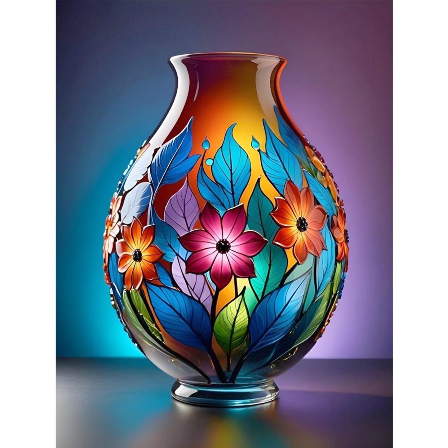 Glass Vase - Full 11CT Stamped Cross Stitch 40x53CM - Huacan