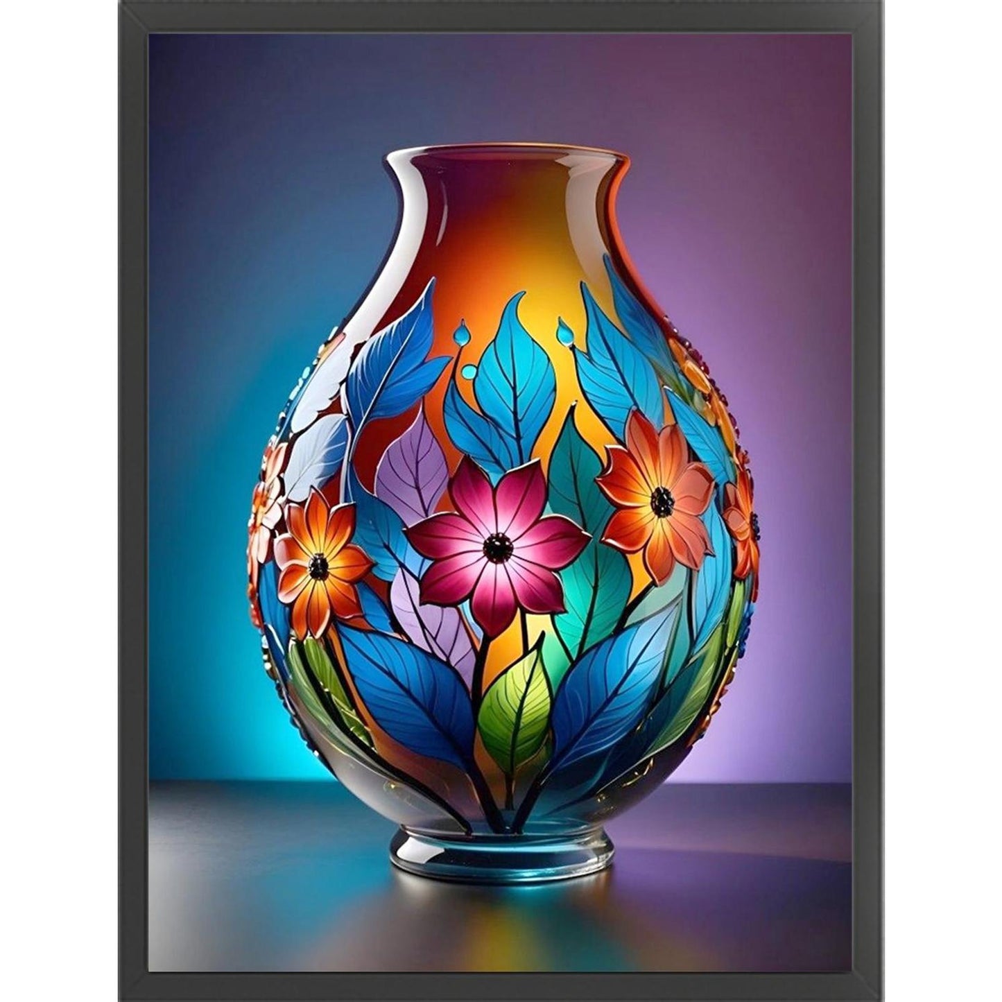 Glass Vase - Full 11CT Stamped Cross Stitch 40x53CM - Huacan