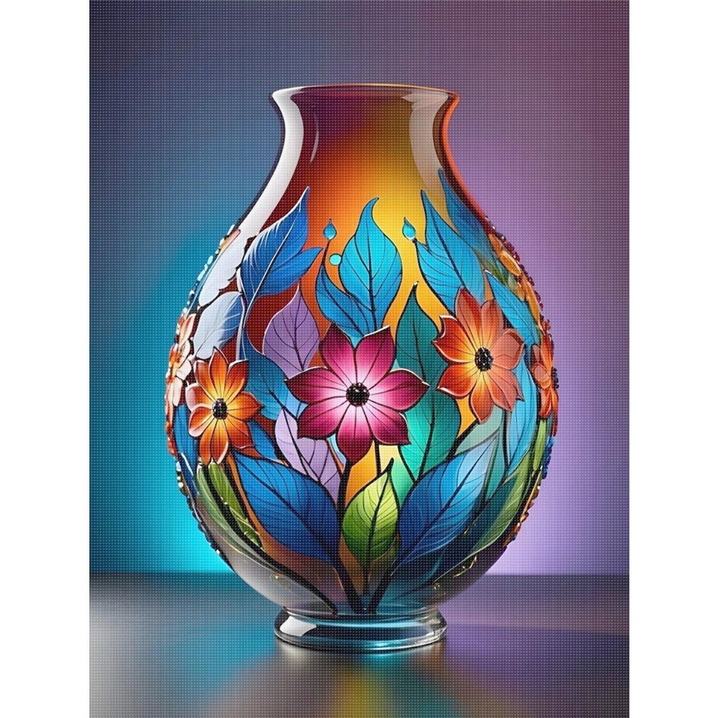 Glass Vase - Full 11CT Stamped Cross Stitch 40x53CM - Huacan