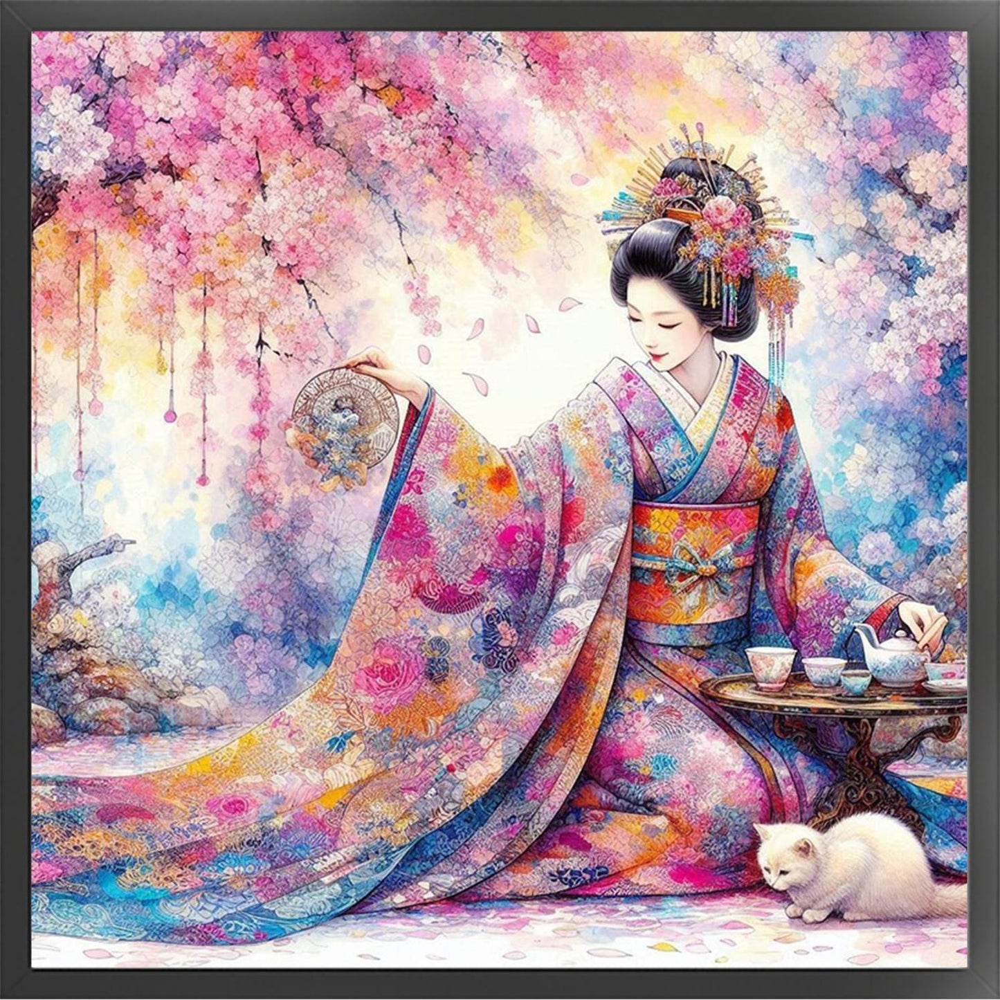 Geisha - Full 11CT Stamped Cross Stitch 45x45CM - Huacan