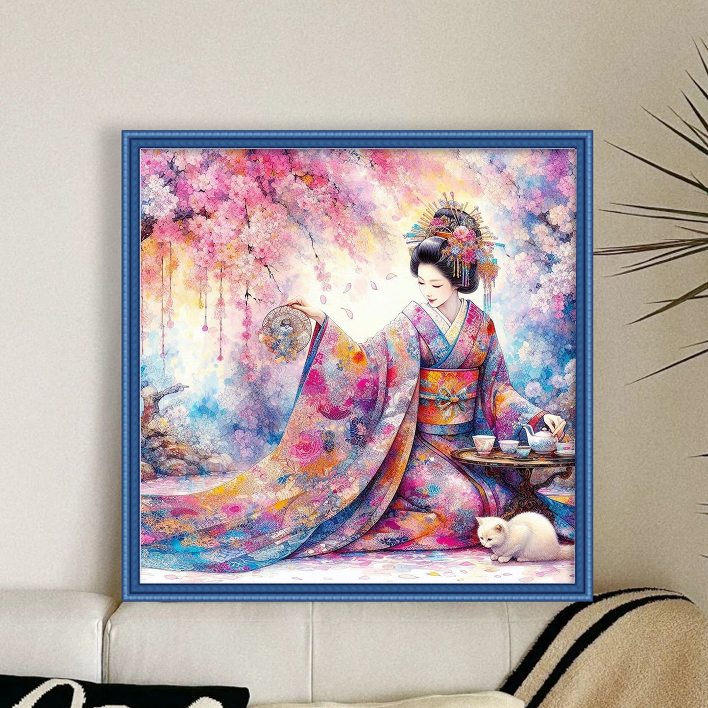 Geisha - Full 11CT Stamped Cross Stitch 45x45CM - Huacan