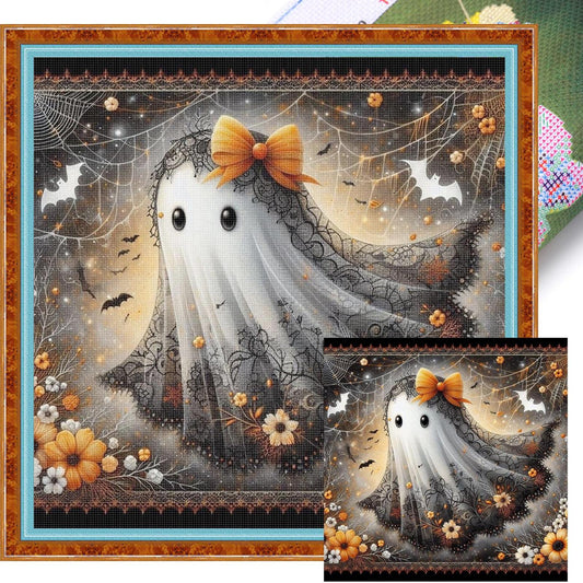 Halloween Ghosts And Flowers - Full 11CT Stamped Cross Stitch 45x45CM - Huacan
