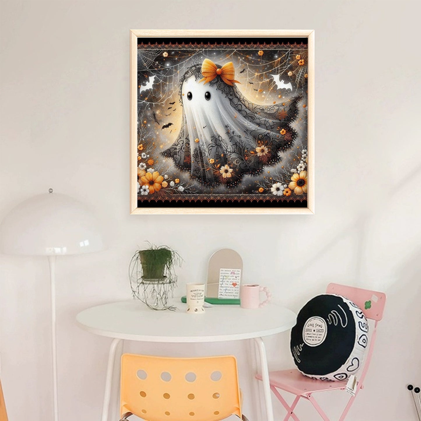 Halloween Ghosts And Flowers - Full 11CT Stamped Cross Stitch 45x45CM - Huacan