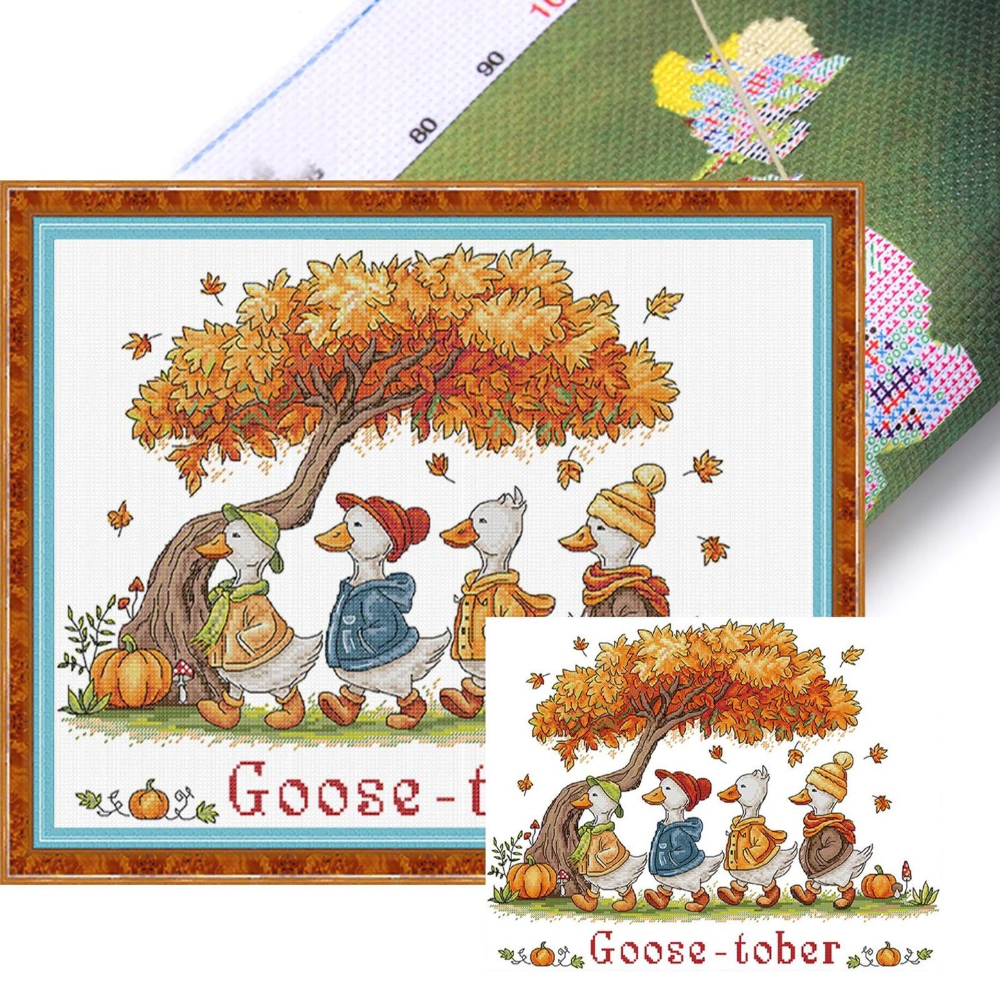 Autumn Geese - Partial 14CT Stamped Cross Stitch 46x37CM - Joy Sunday Backstitch+Half Cross Stitch