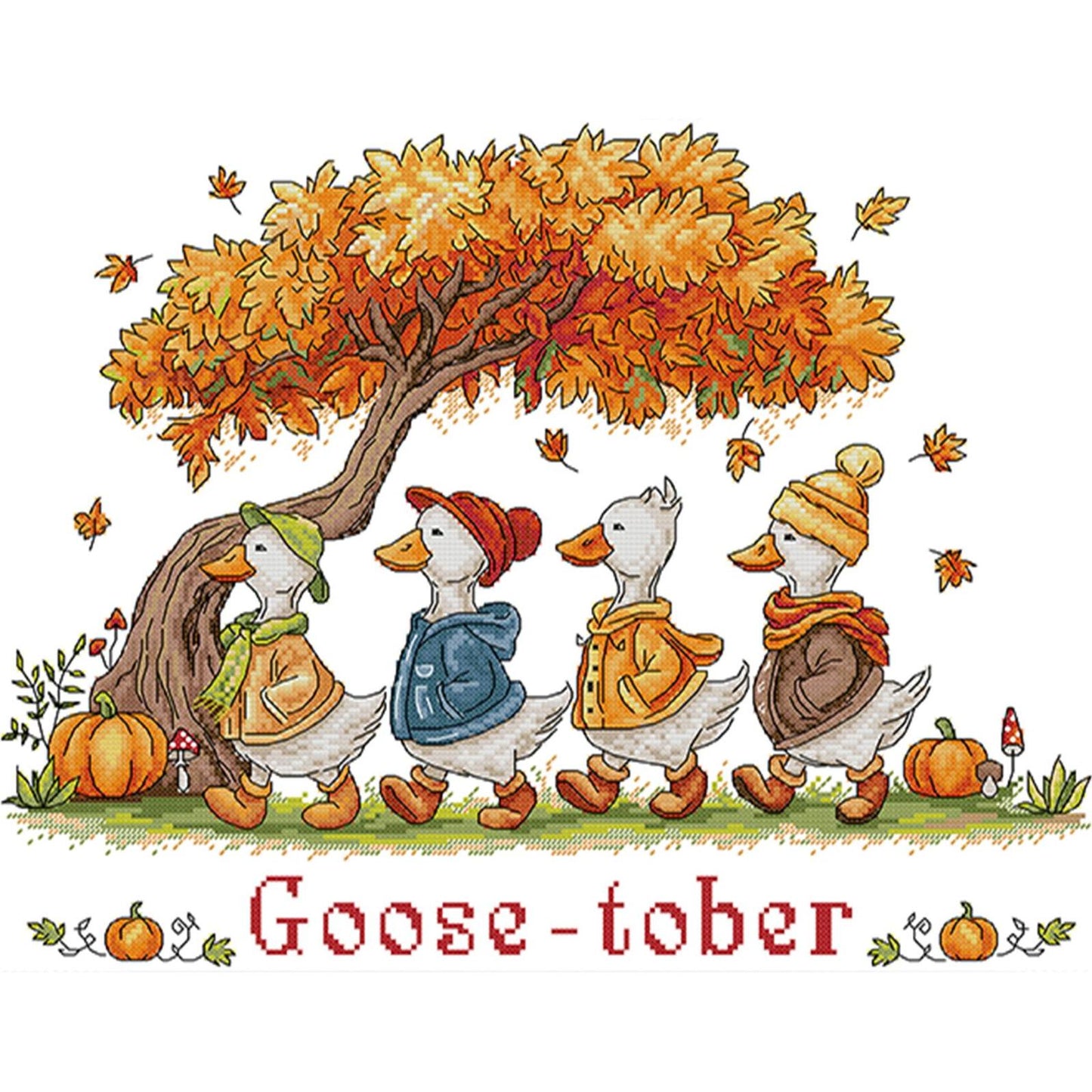 Autumn Geese - Partial 14CT Stamped Cross Stitch 46x37CM - Joy Sunday Backstitch+Half Cross Stitch