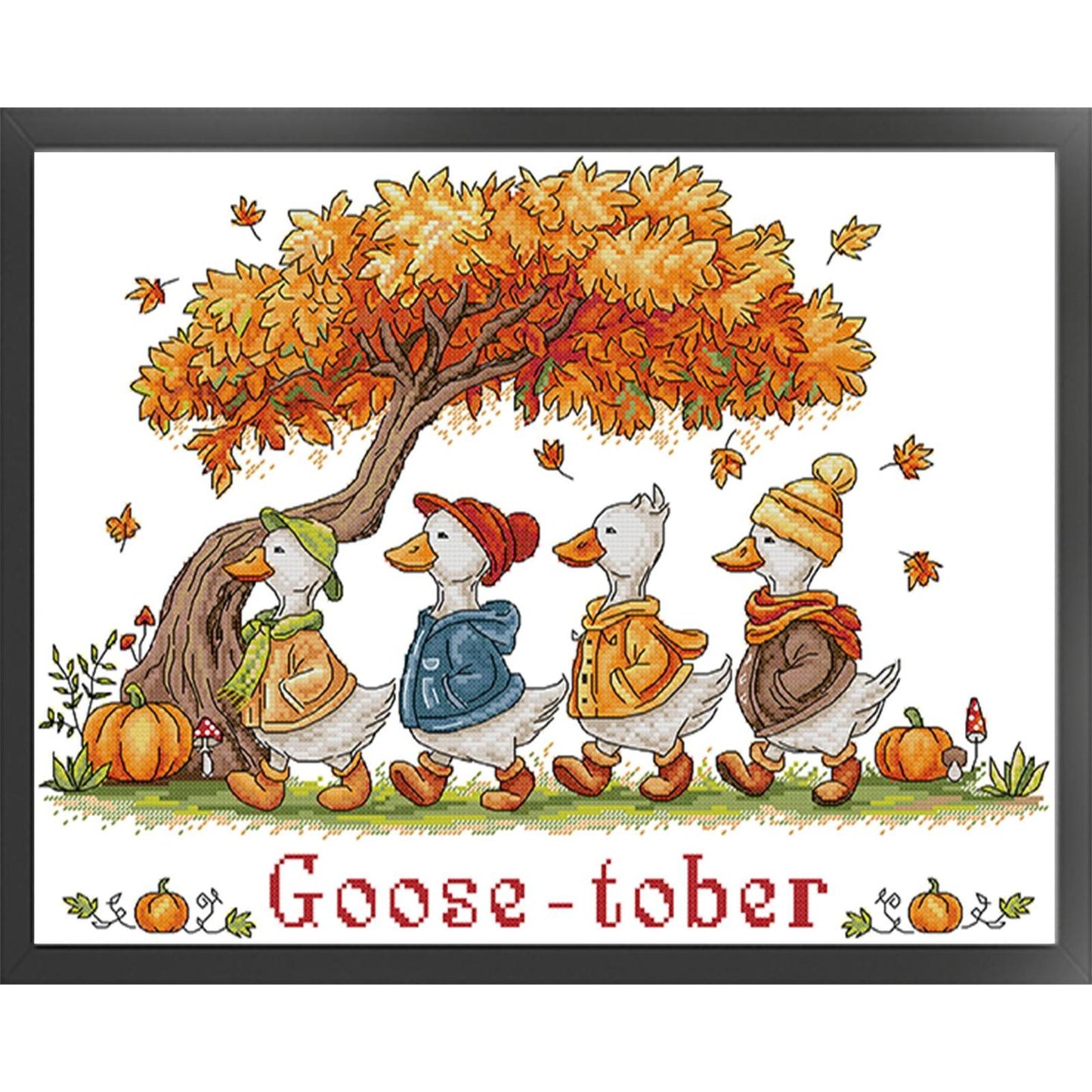 Autumn Geese - Partial 14CT Stamped Cross Stitch 46x37CM - Joy Sunday Backstitch+Half Cross Stitch