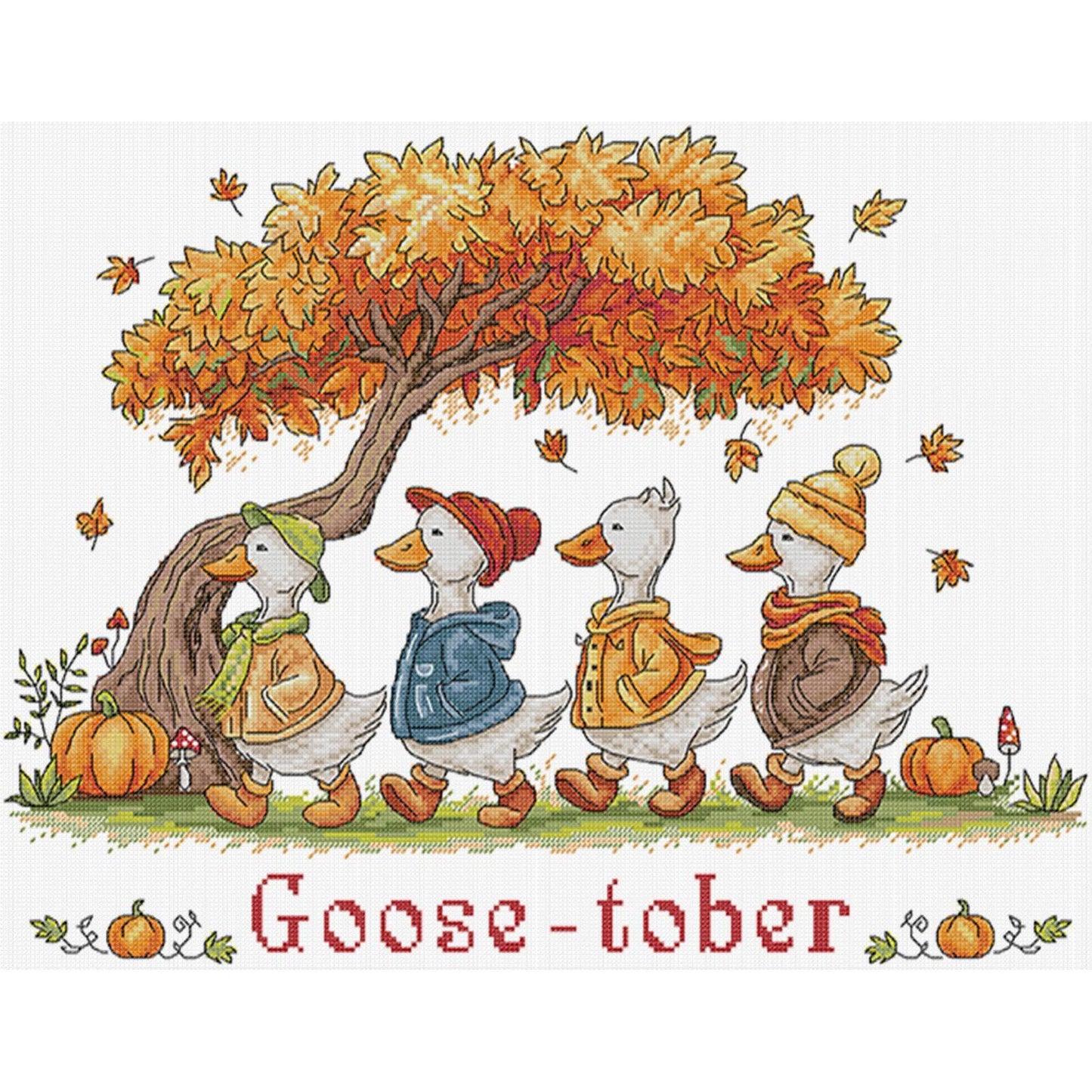 Autumn Geese - Partial 14CT Stamped Cross Stitch 46x37CM - Joy Sunday Backstitch+Half Cross Stitch