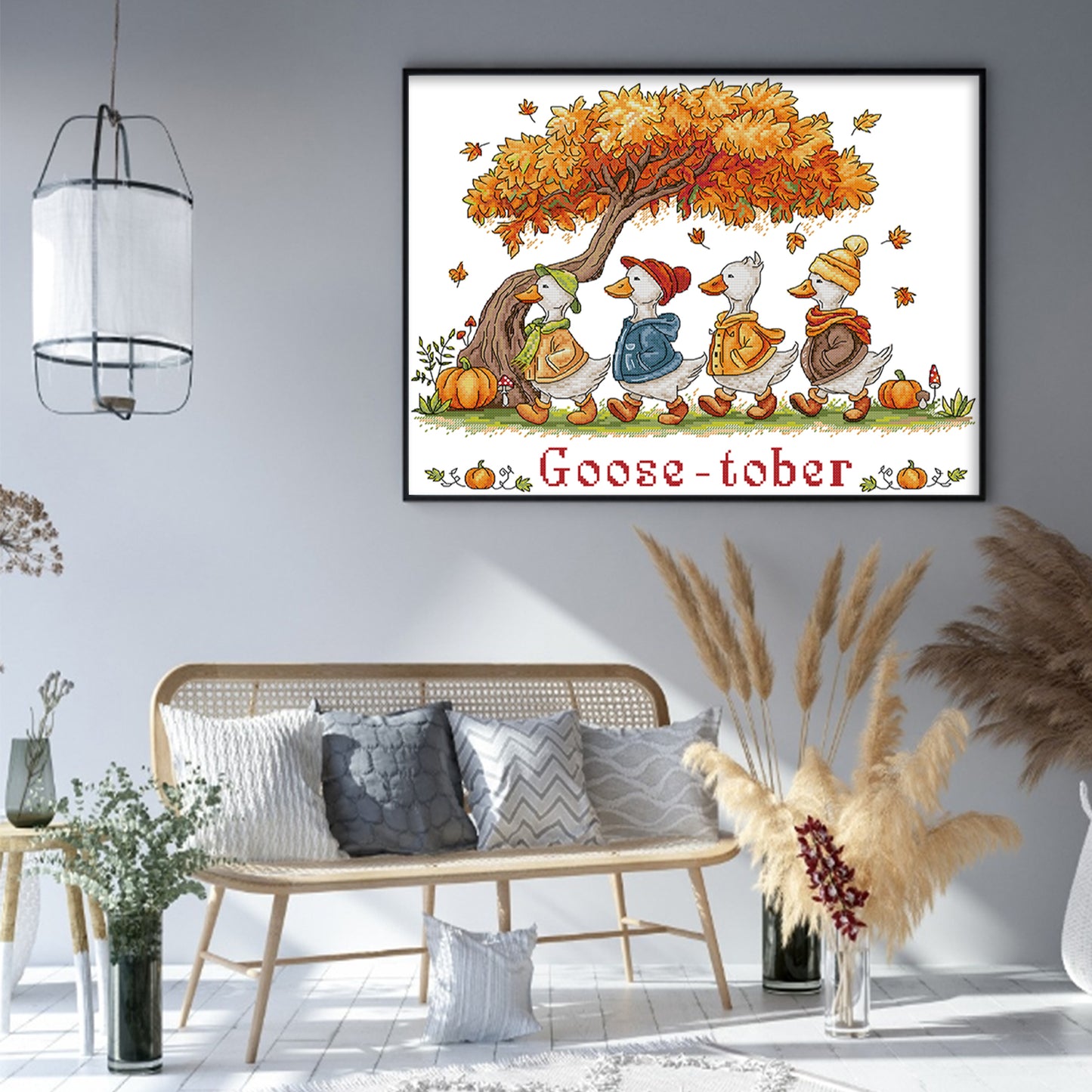 Autumn Geese - Partial 14CT Stamped Cross Stitch 46x37CM - Joy Sunday Backstitch+Half Cross Stitch