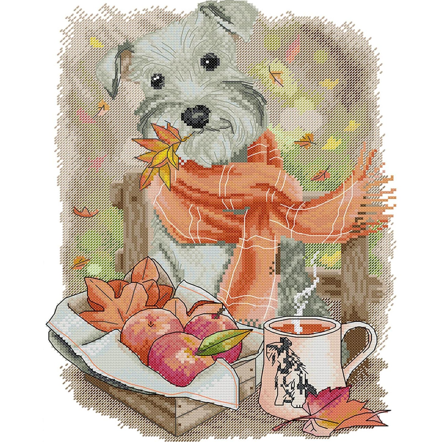 Schnauzer - Partial 14CT Stamped Cross Stitch 31x38CM - Joy Sunday Backstitch+Half Cross Stitch