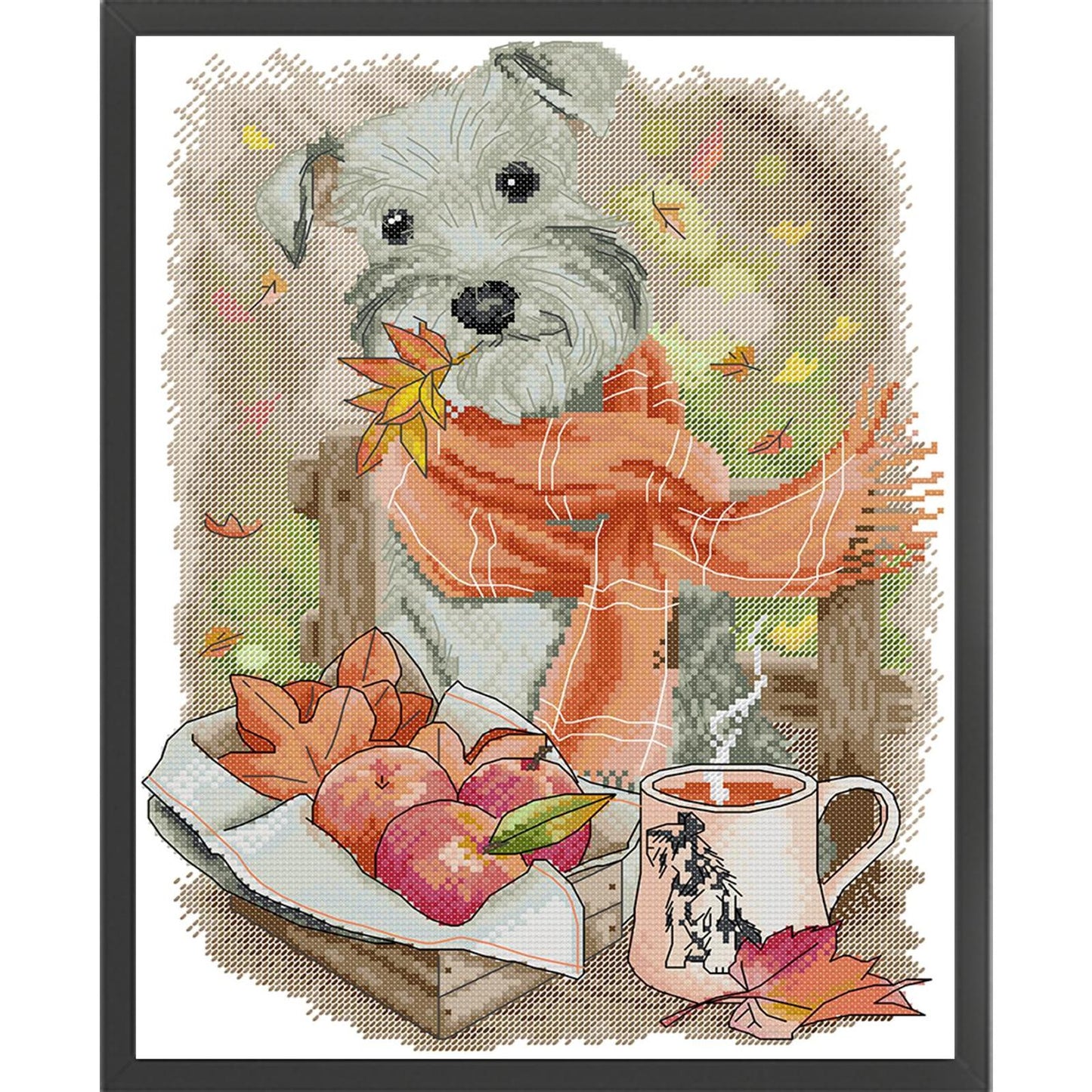 Schnauzer - Partial 14CT Stamped Cross Stitch 31x38CM - Joy Sunday Backstitch+Half Cross Stitch