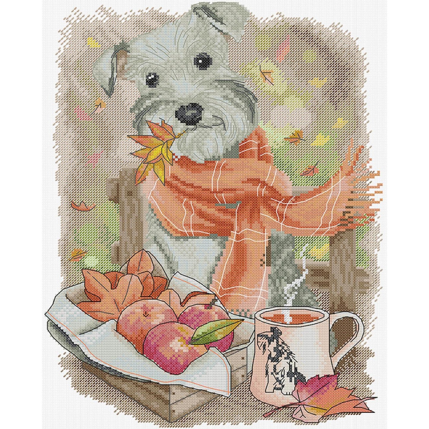Schnauzer - Partial 14CT Stamped Cross Stitch 31x38CM - Joy Sunday Backstitch+Half Cross Stitch