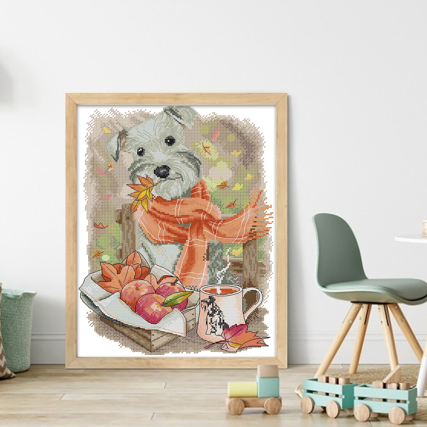 Schnauzer - Partial 14CT Stamped Cross Stitch 31x38CM - Joy Sunday Backstitch+Half Cross Stitch