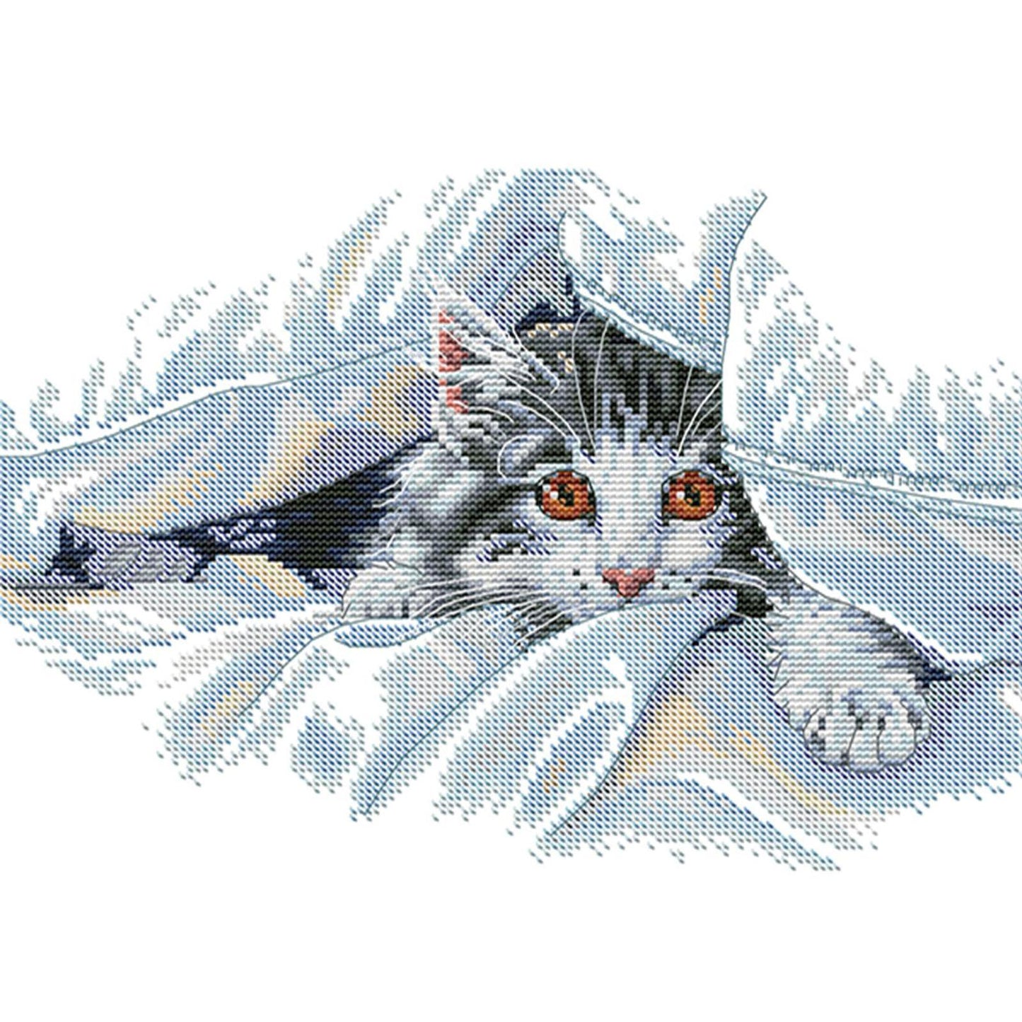 Peeking Frame - Partial 14CT Stamped Cross Stitch 34x28CM - Joy Sunday Backstitch+Half Cross Stitch