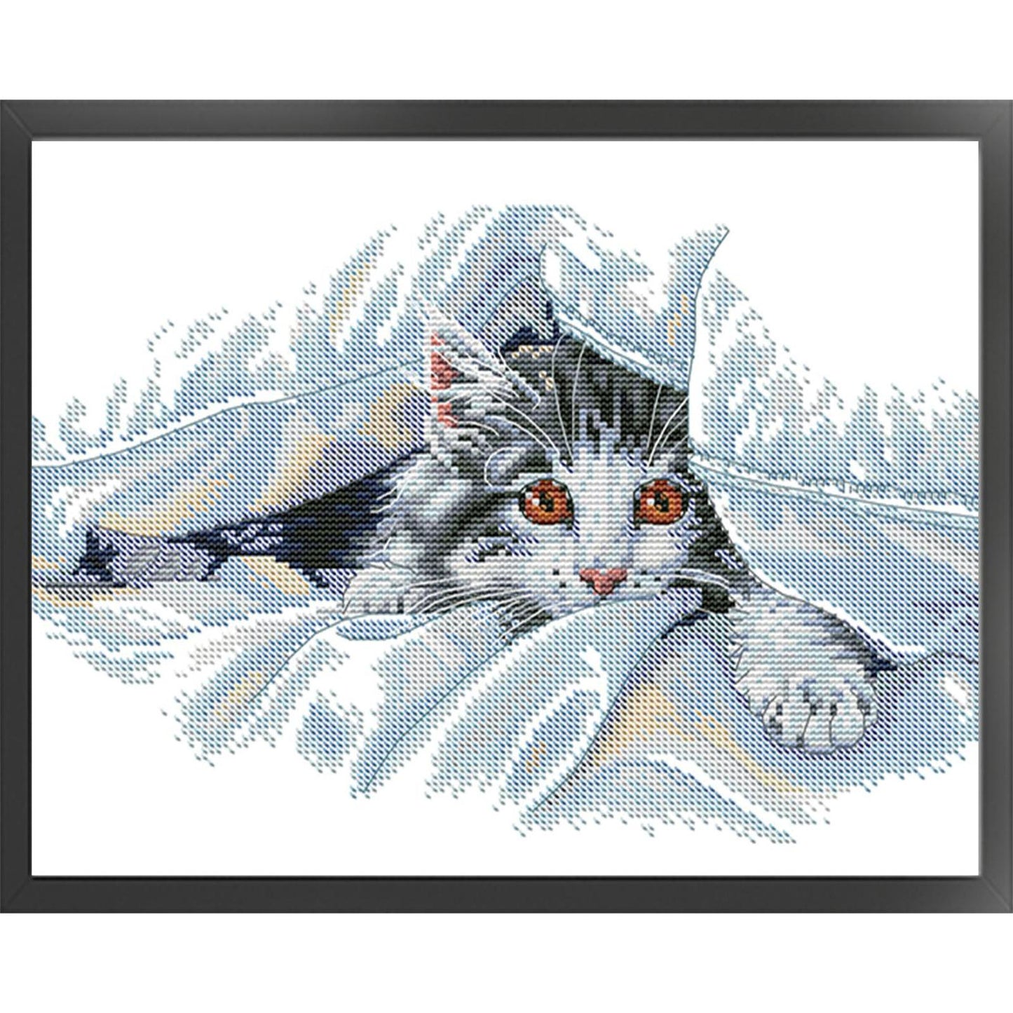 Peeking Frame - Partial 14CT Stamped Cross Stitch 34x28CM - Joy Sunday Backstitch+Half Cross Stitch