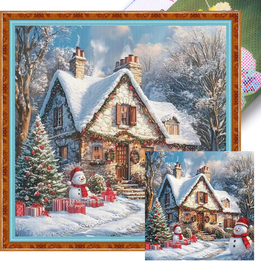 Christmas Scenery - Full 11CT Stamped Cross Stitch 50x50CM - Huacan