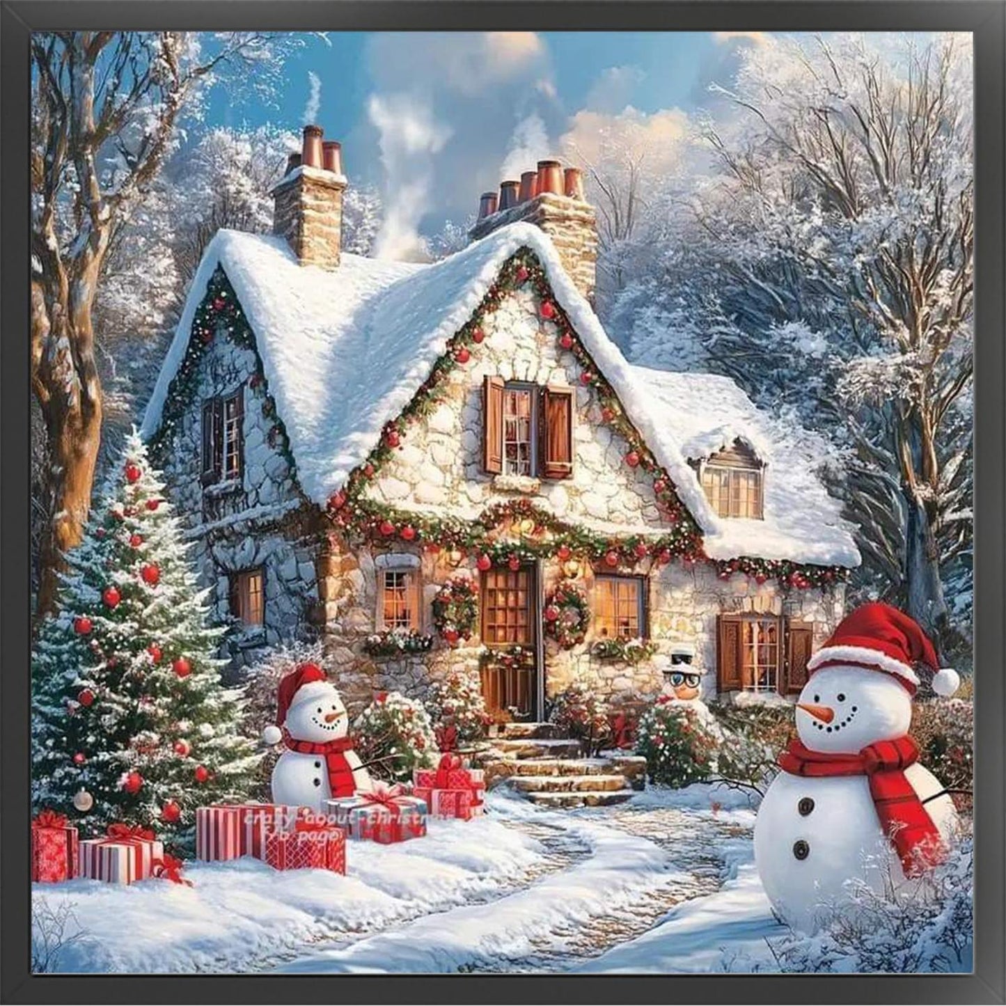 Christmas Scenery - Full 11CT Stamped Cross Stitch 50x50CM - Huacan