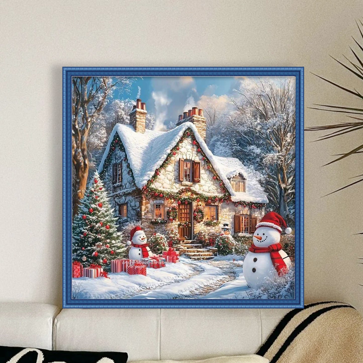 Christmas Scenery - Full 11CT Stamped Cross Stitch 50x50CM - Huacan