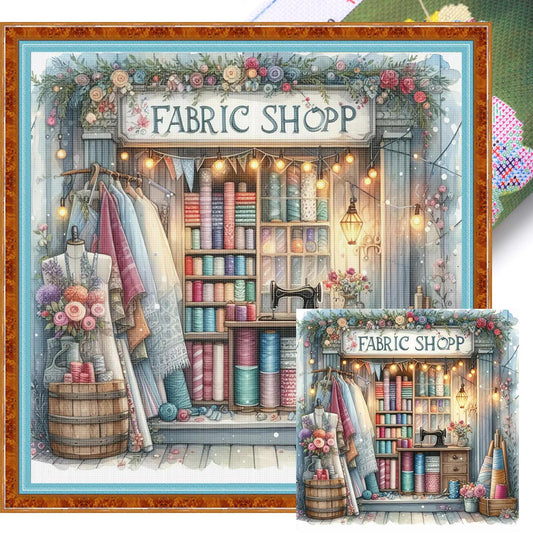 Sewing Cottage - Full 11CT Stamped Cross Stitch 45x45CM - Huacan