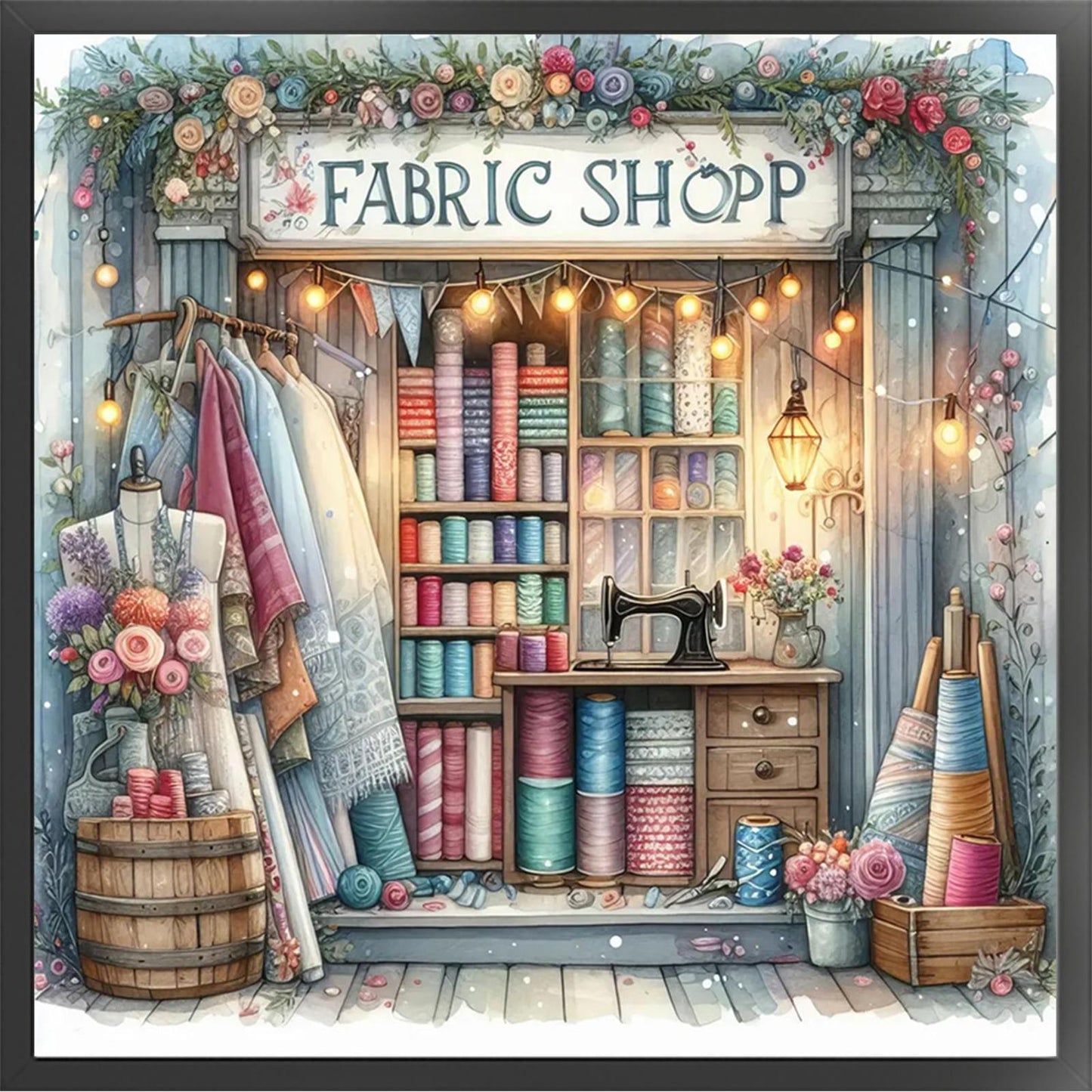 Sewing Cottage - Full 11CT Stamped Cross Stitch 45x45CM - Huacan