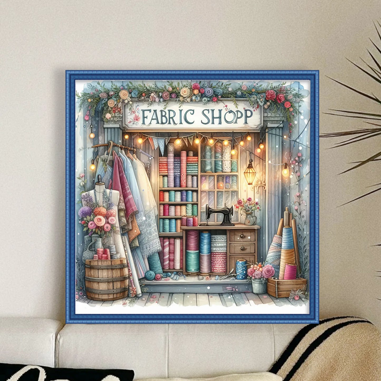 Sewing Cottage - Full 11CT Stamped Cross Stitch 45x45CM - Huacan