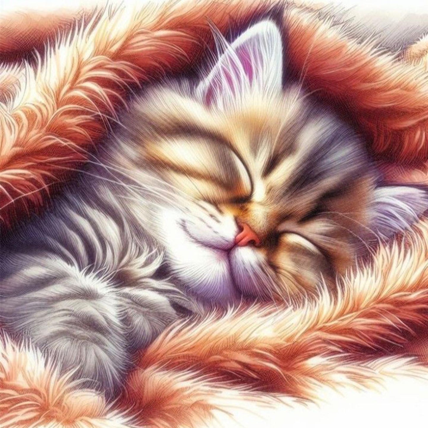 Sleeping Cat - Full 18CT Stamped Cross Stitch 20x20CM - Huacan