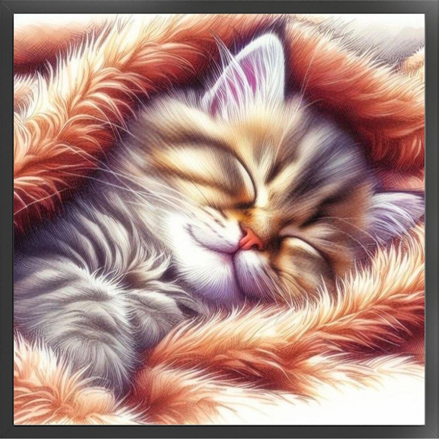 Sleeping Cat - Full 18CT Stamped Cross Stitch 20x20CM - Huacan