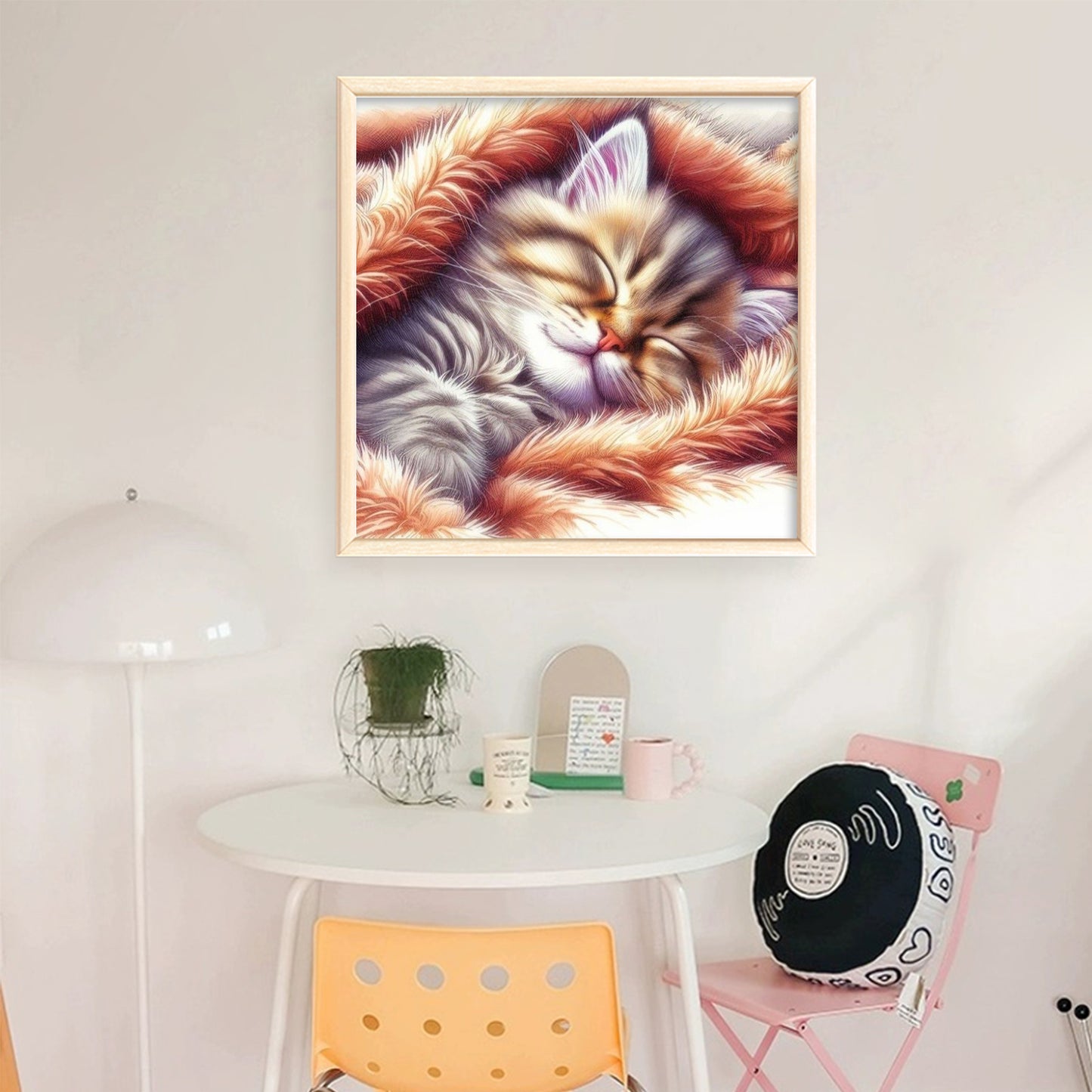 Sleeping Cat - Full 18CT Stamped Cross Stitch 20x20CM - Huacan