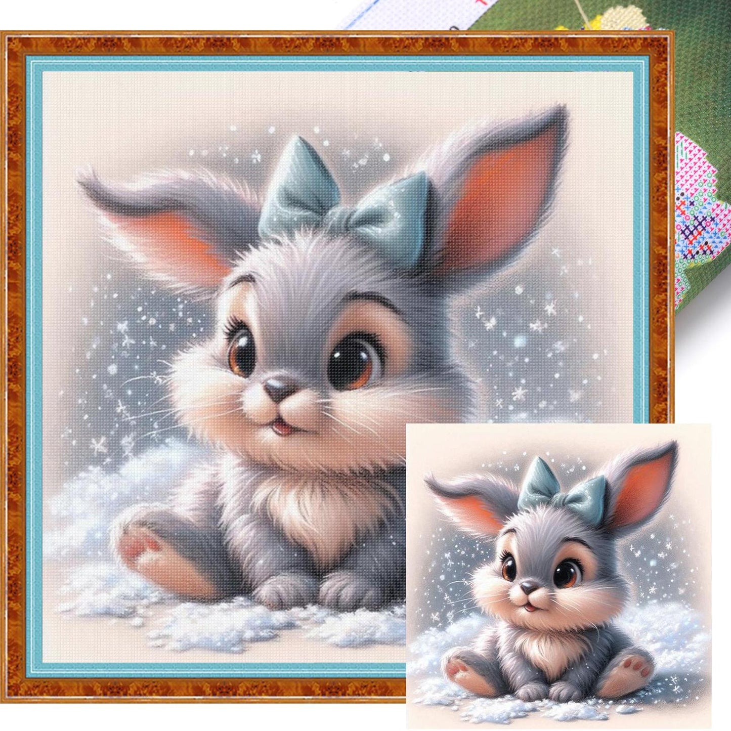Rabbit - Full 18CT Stamped Cross Stitch 20x20CM - Huacan