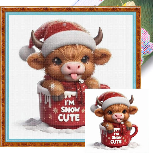 Christmas Yak - Full 18CT Stamped Cross Stitch 20x20CM - Huacan