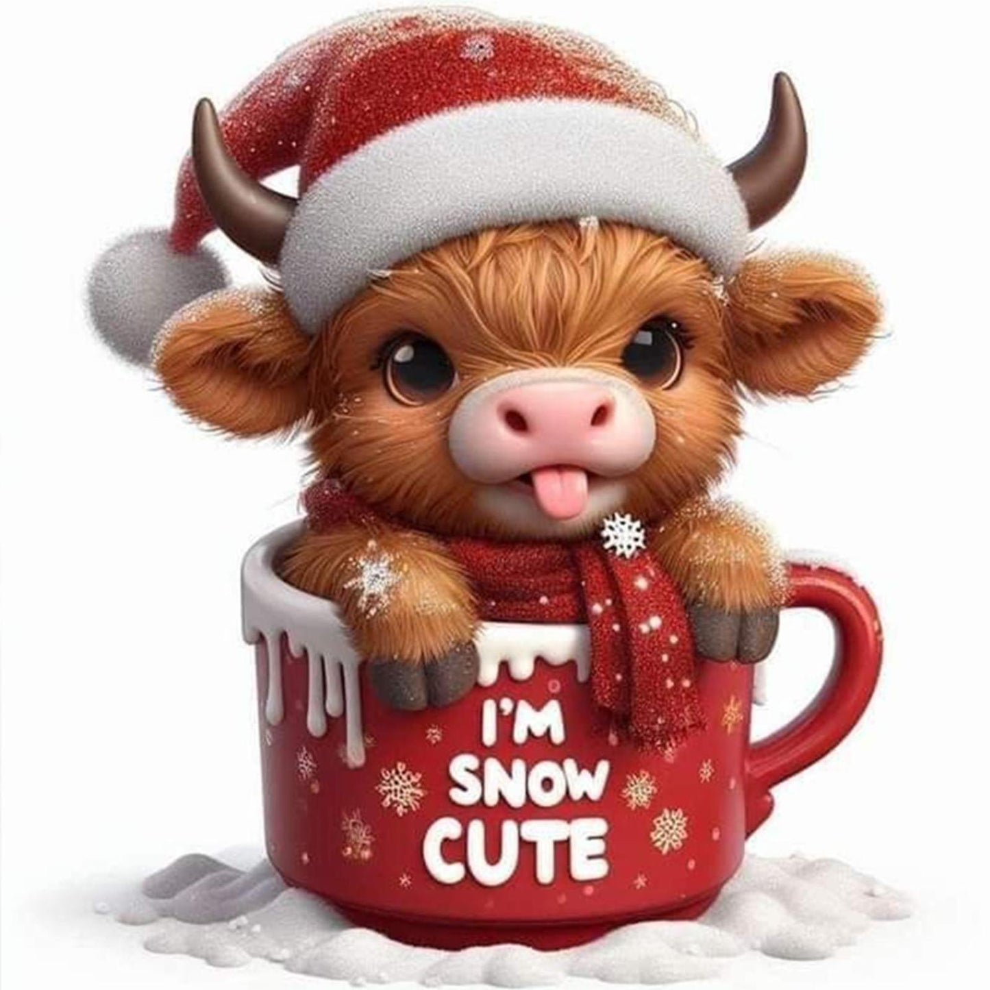 Christmas Yak - Full 18CT Stamped Cross Stitch 20x20CM - Huacan