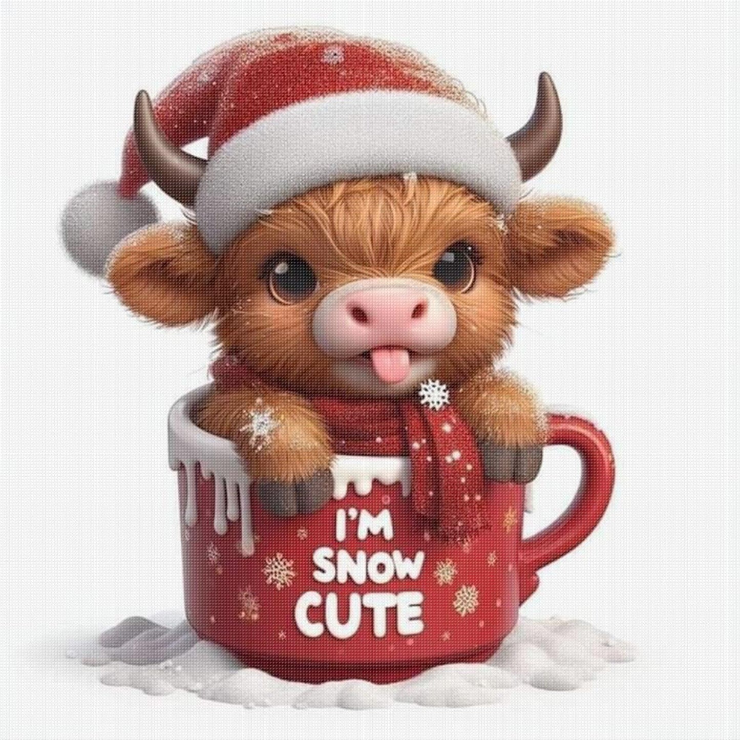 Christmas Yak - Full 18CT Stamped Cross Stitch 20x20CM - Huacan