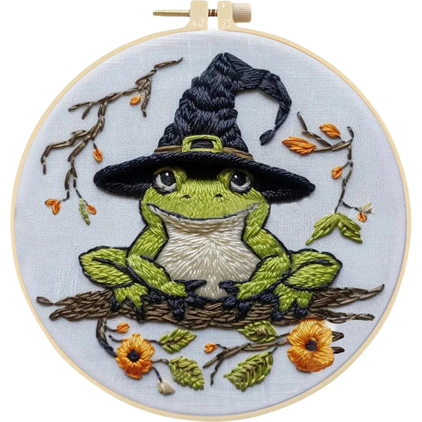 3PCS Halloween - DIY Embroidery Cross Stitch Kit with Pattern Cotton Threads Needles Hoop 25x25CM/9.84x9.84in