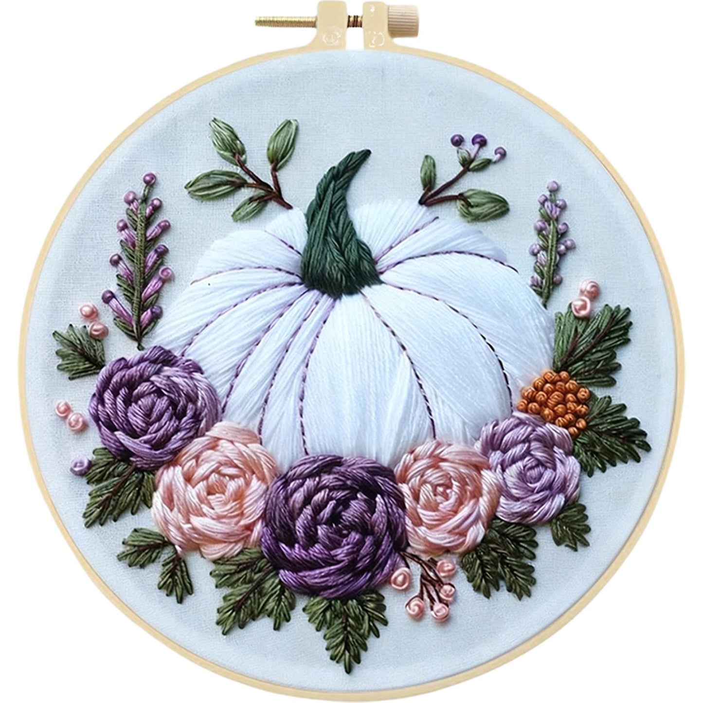 4PCS Halloween - DIY Embroidery Cross Stitch Kit with Pattern Cotton Threads Needles Hoop 25x25CM/9.84x9.84in